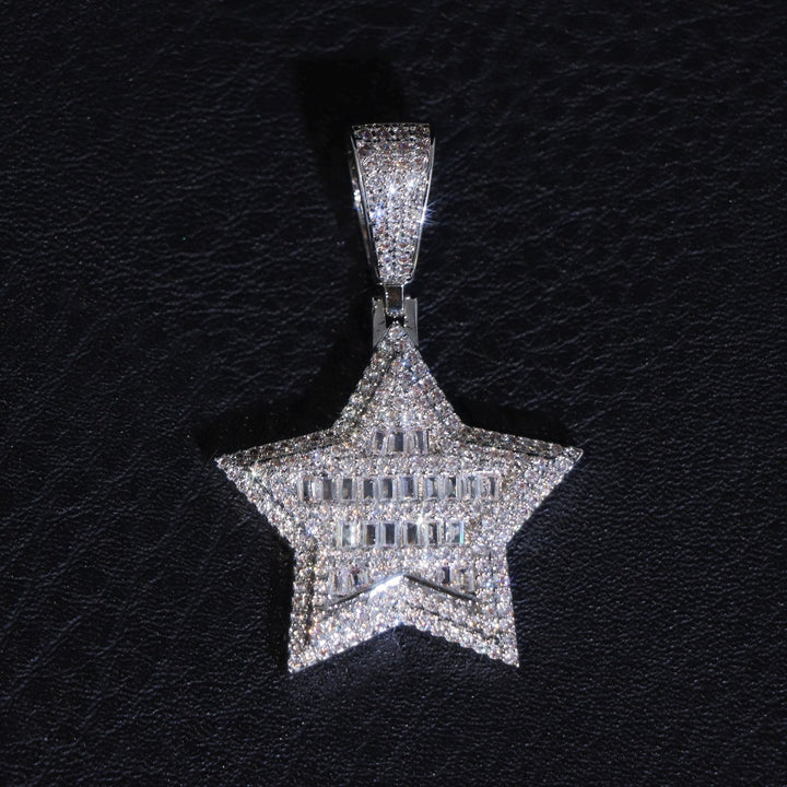 Baguette Moissanite Star Pendant