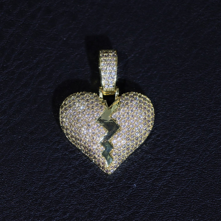 Moissanite Small Broken Heart Pendant