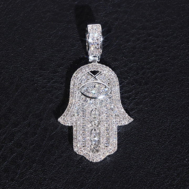 Moissanite Hamsa Evil Eye Pendant