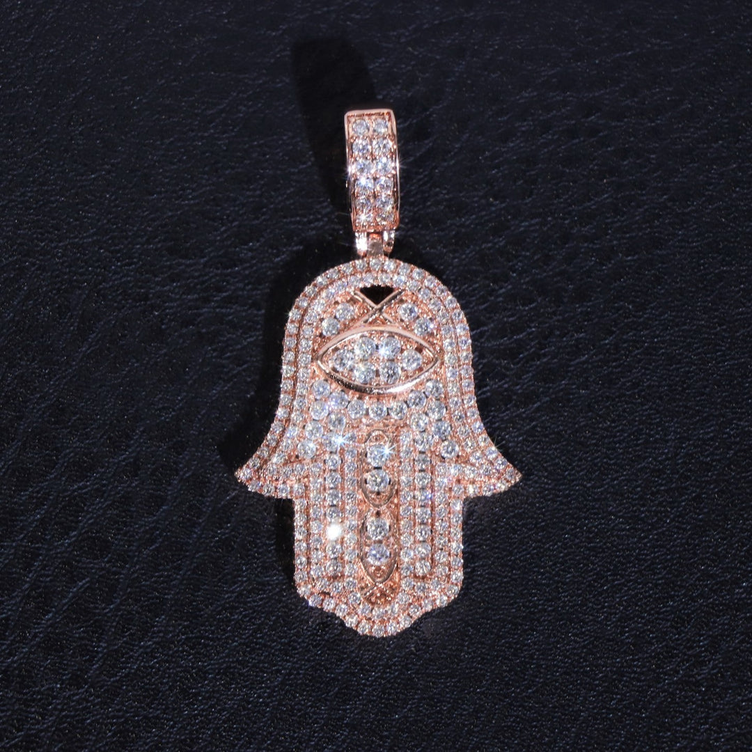 Moissanite Hamsa Evil Eye Pendant