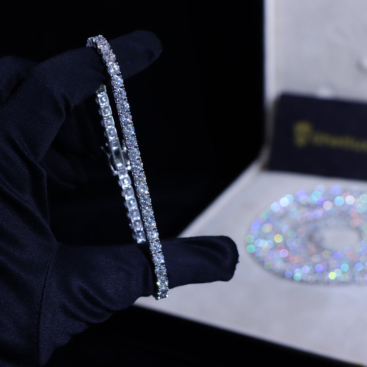 4mm 925 Sterling Silver VVS Moissanite Tennis Bracelet in White Gold