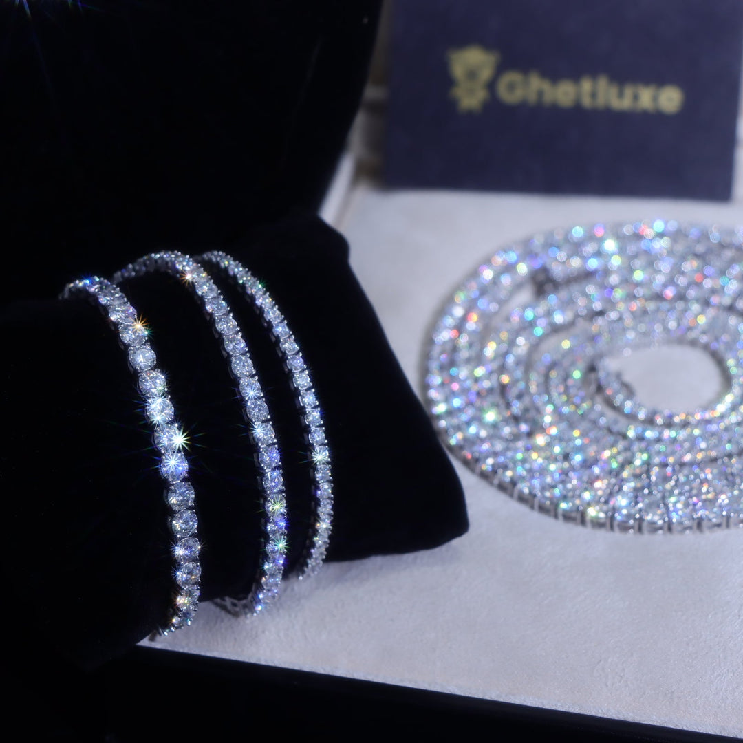 4mm 925 Sterling Silver VVS Moissanite Tennis Bracelet in White Gold