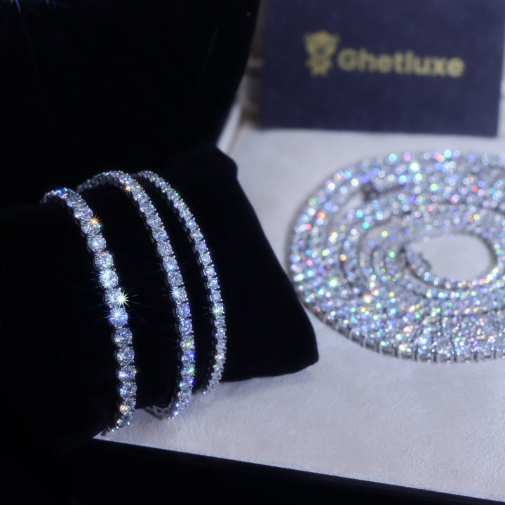 4mm 925 Sterling Silver VVS Moissanite Tennis Bracelet in White Gold