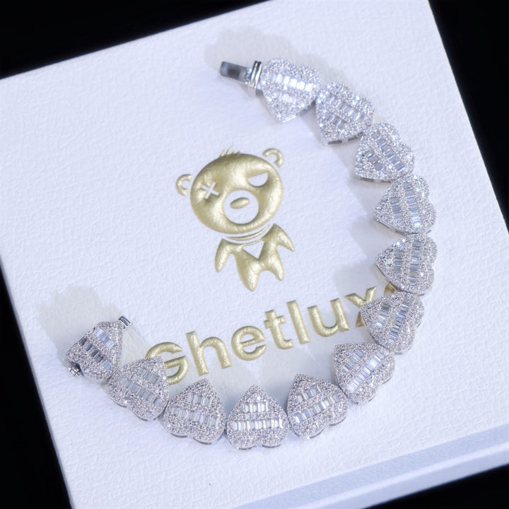 Baguette Moissanite Diamond Heart Bracelet