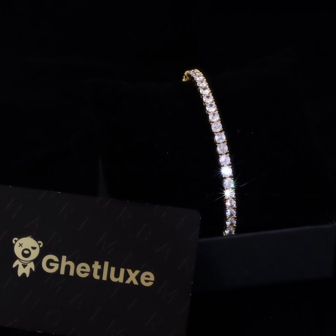 4mm Round Cut Diamond Tennis Bracelet Gold