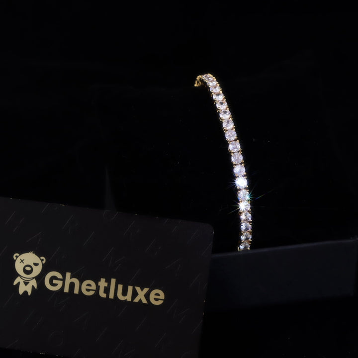 4mm Round Cut Diamond Tennis Bracelet Gold