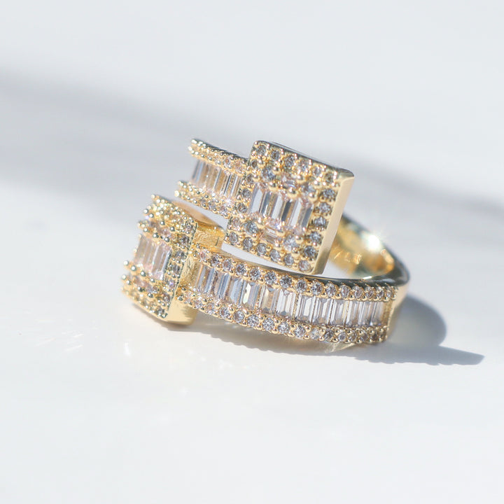 Square Baguette Moissanite Cuff Ring