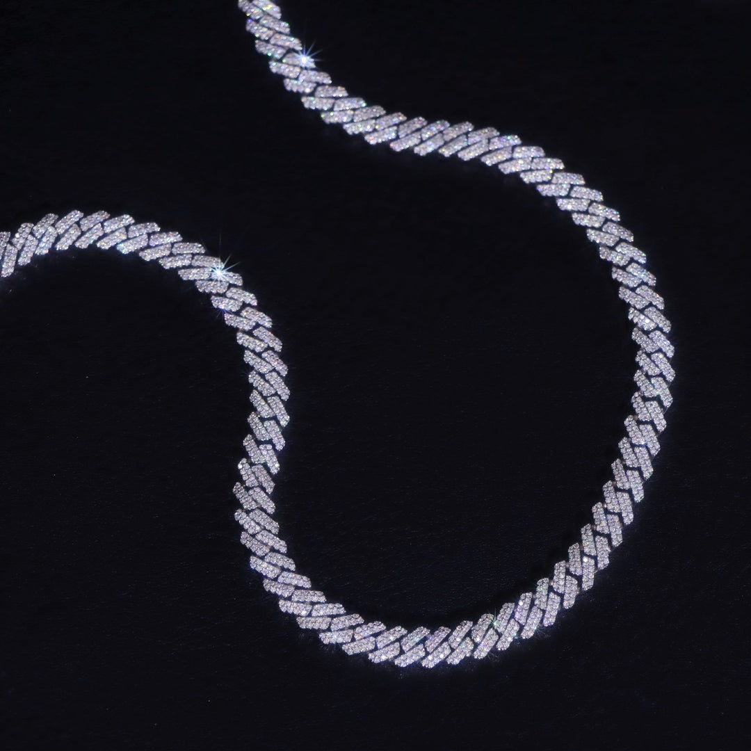 14 mm zweireihiges kubanisches Gliederarmband in Weißgold