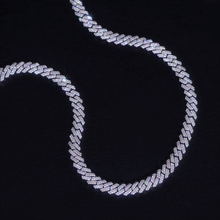 14 mm zweireihiges kubanisches Gliederarmband in Weißgold