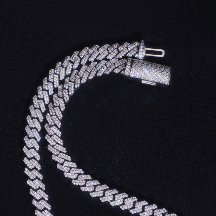 14 mm zweireihiges kubanisches Gliederarmband in Weißgold