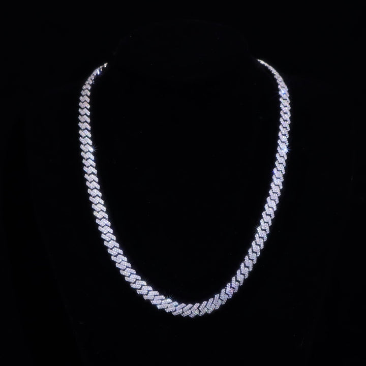 14 mm zweireihiges kubanisches Gliederarmband in Weißgold