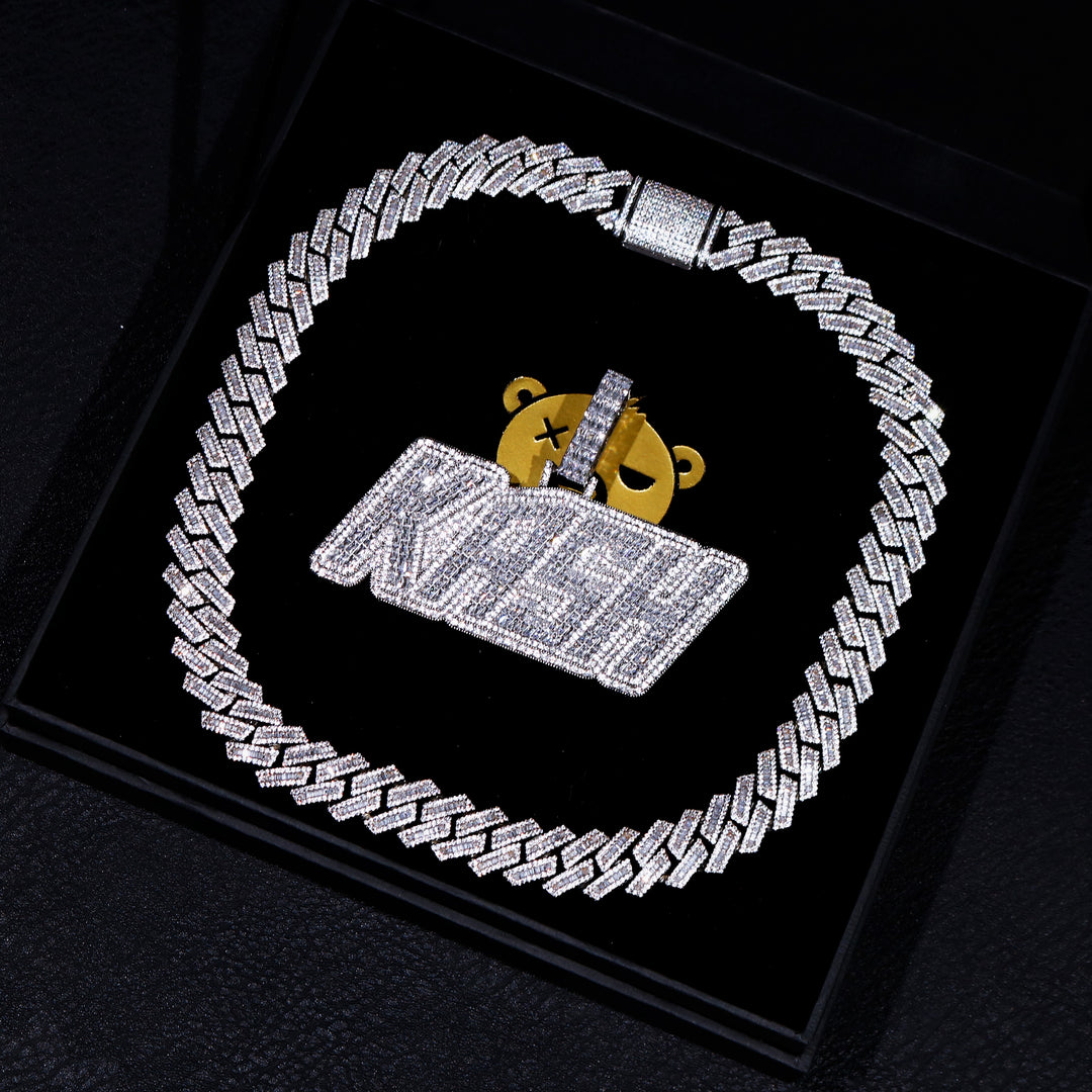 Baguette Italique Rave Police Pendentif Lettre Personnalisée
