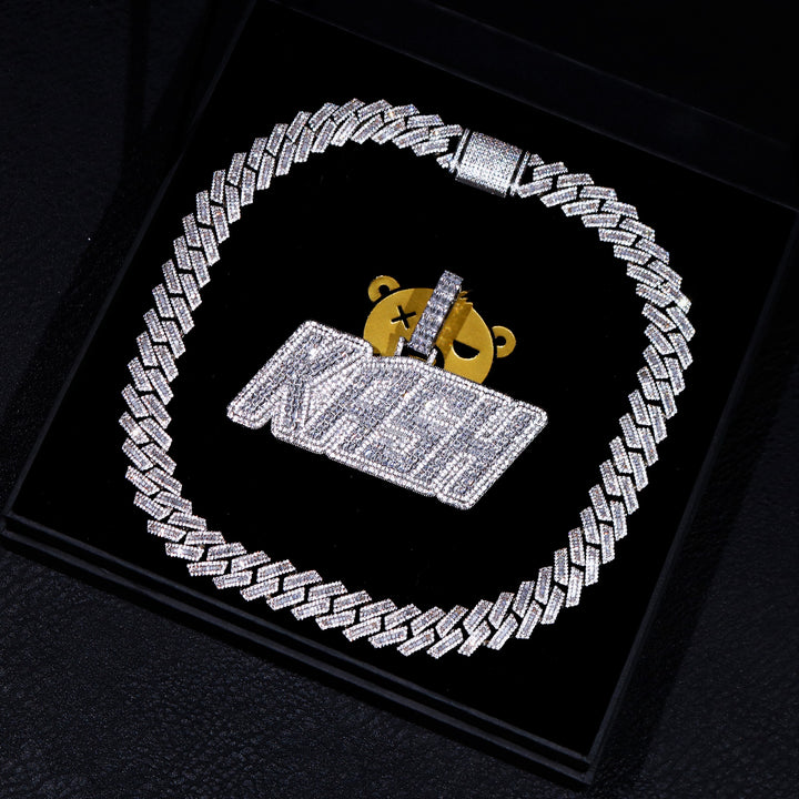 Baguette Italique Rave Police Pendentif Lettre Personnalisée