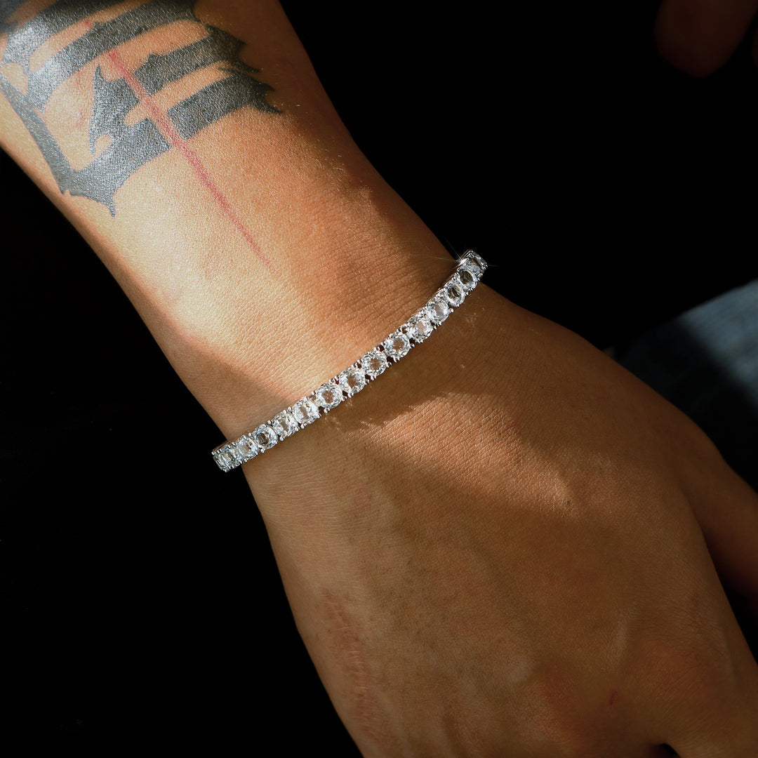 5mm Sterling Silver Tennis Bracelet with Emerald