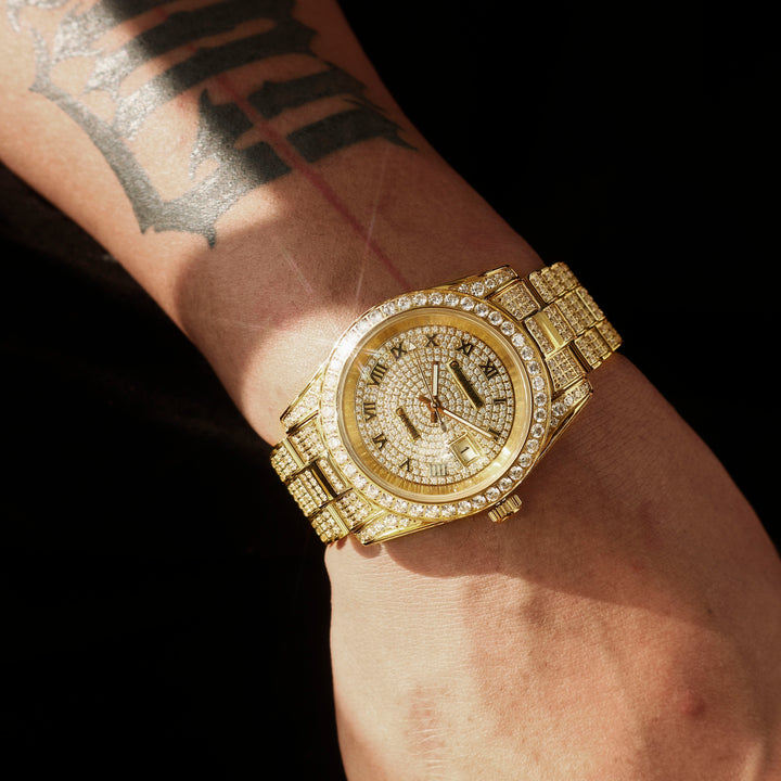 Iced Cancri Watch in 18K Gold
