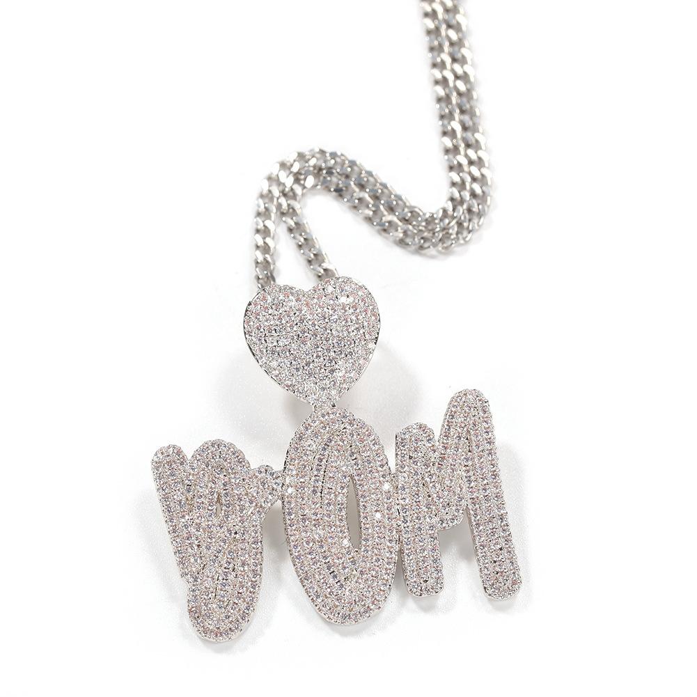 Pendentif Lettre Cursive Glacée avec Bélière Coeur