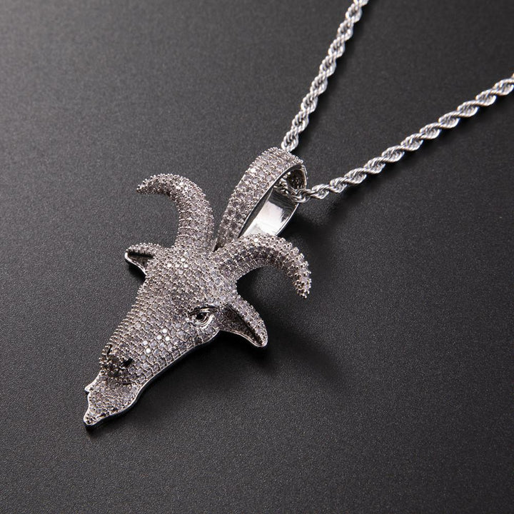 Full Iced Goat Head Pendant