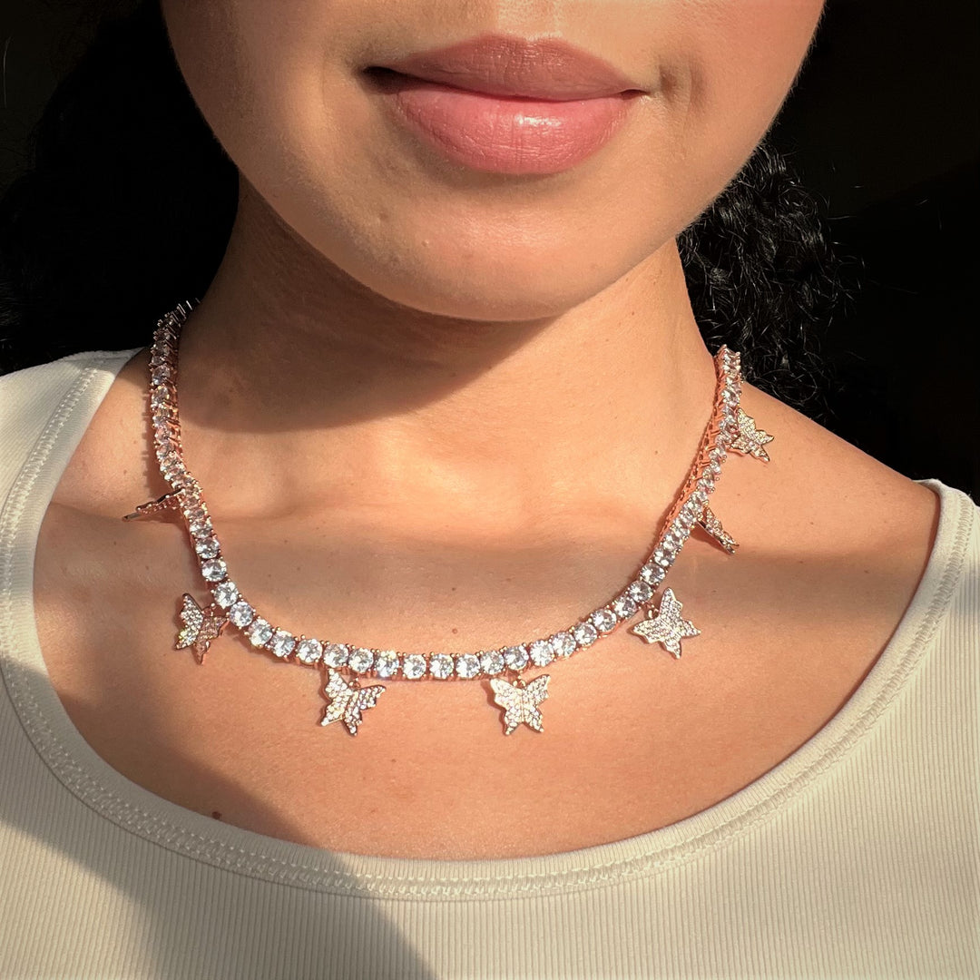 Women's 5mm Butterfly Tennis Chain in Rose Gold