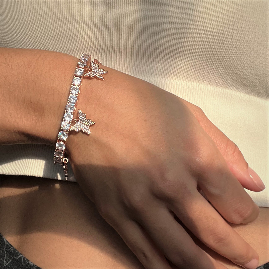 5mm Butterfly Tennis Bracelet in Rose Gold