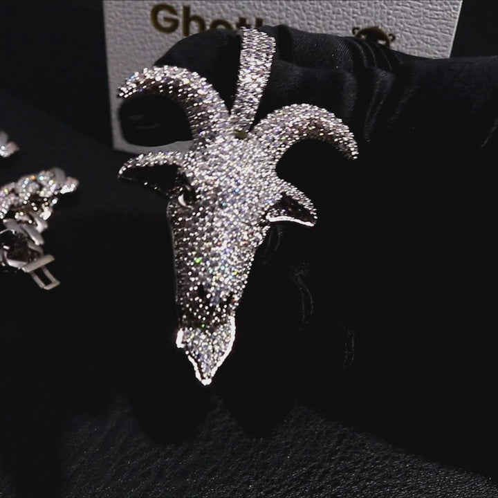 Full Iced Goat Head Pendant