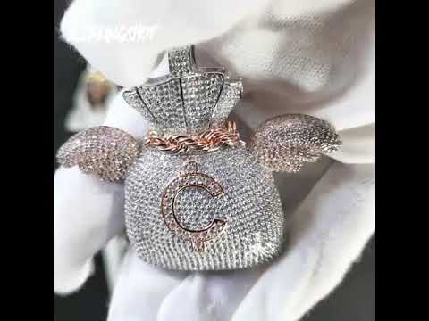 Two-Tone Iced Money Bag with Wings