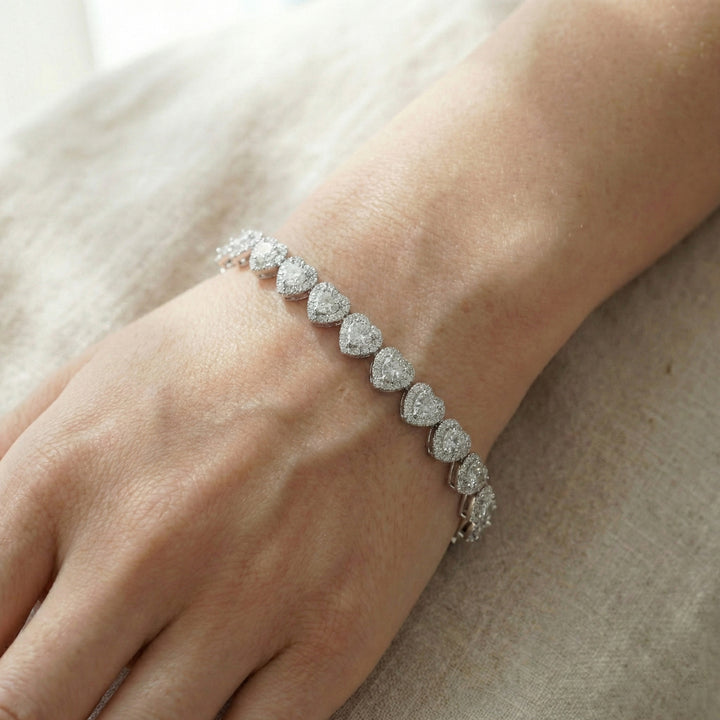 5MM Moissanite Heart Cut Tennis Bracelet