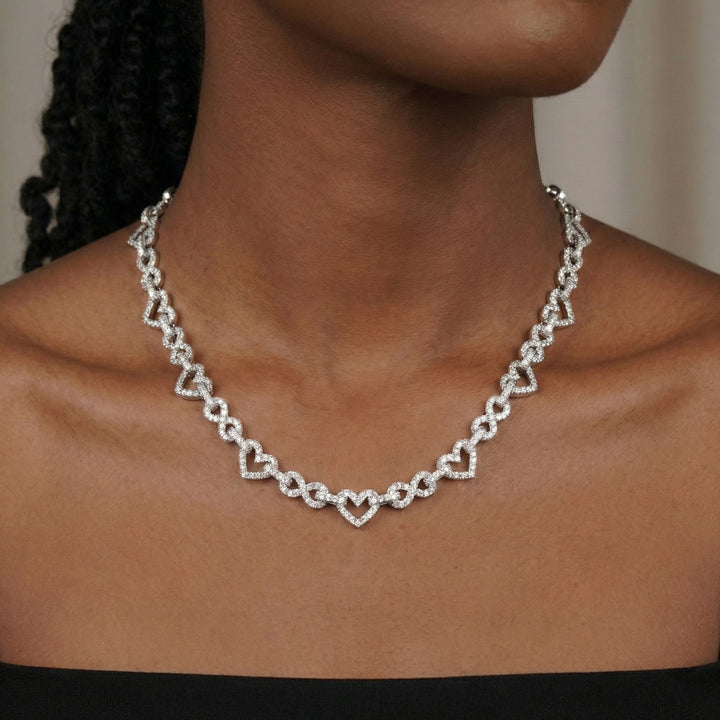 Moissanite 8.5mm Infinity Love Heart Necklace