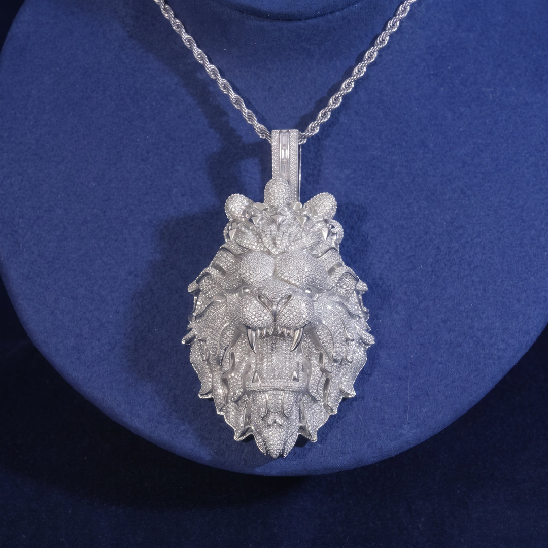 Iced-Out Lion Head Pendant