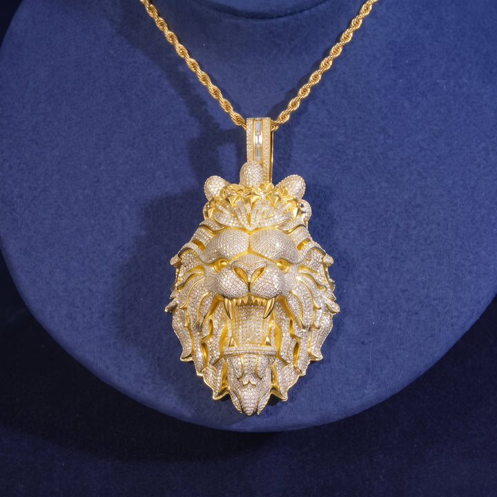 Iced-Out Lion Head Pendant