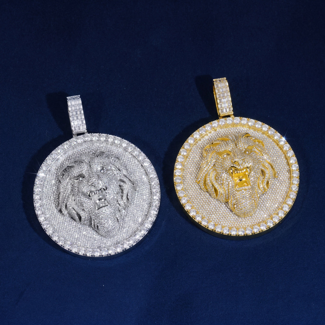 Iced-Out Lion Medallion Pendant