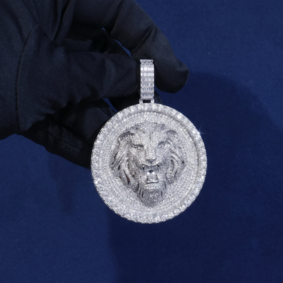 Iced-Out Lion Medallion Pendant