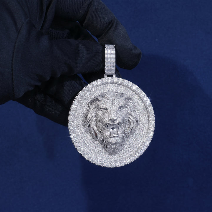 Iced-Out Lion Medallion Pendant