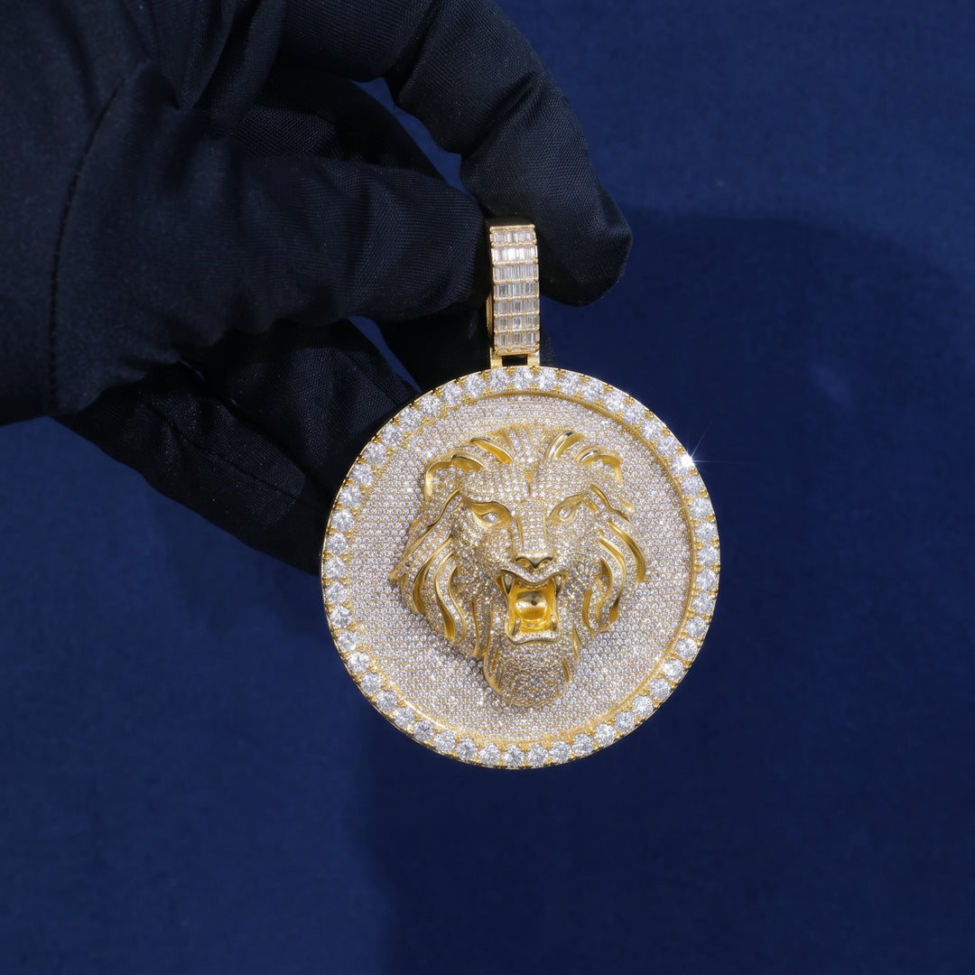 Iced-Out Lion Medallion Pendant