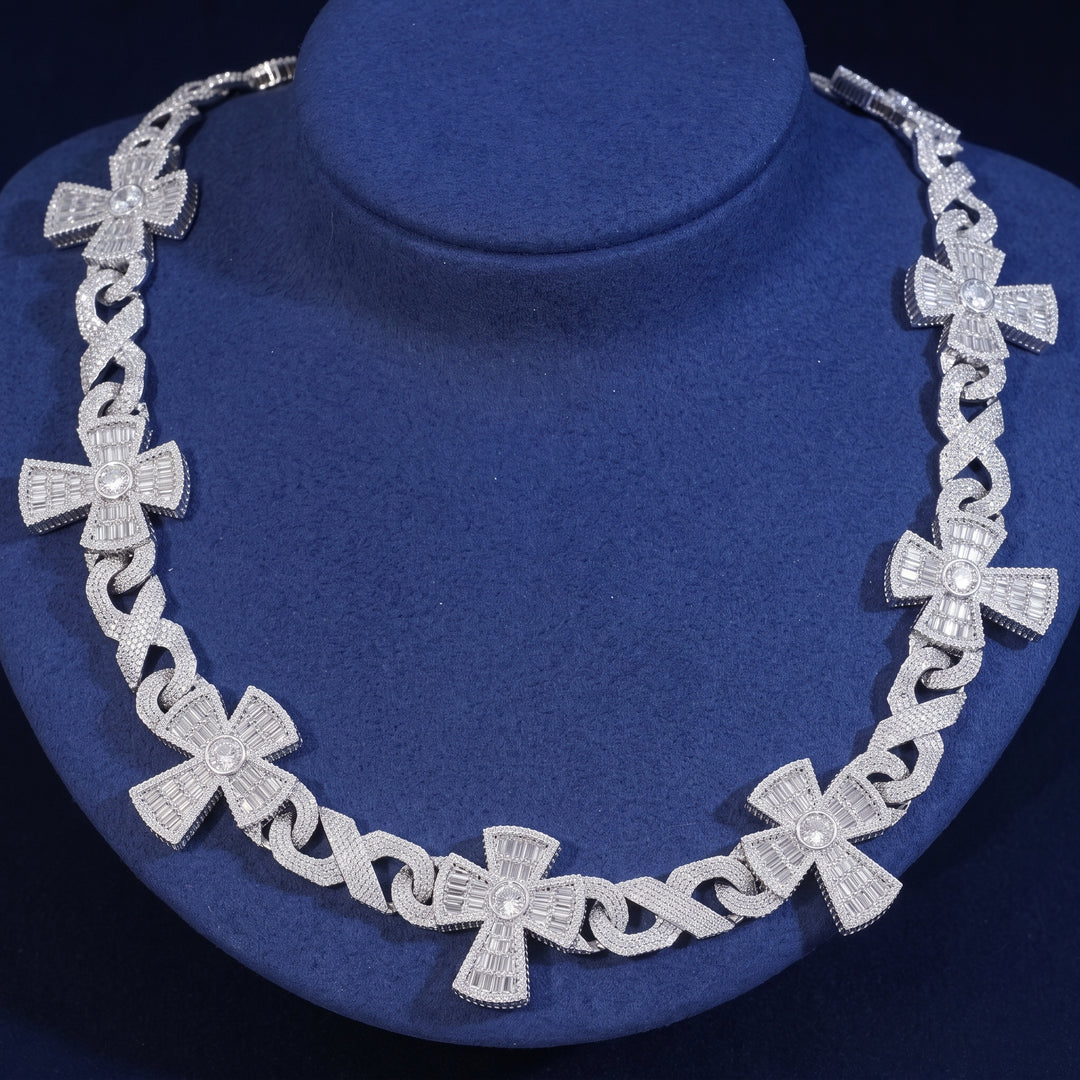 Baguette Iced Cross Infinity Cuban Link Chain