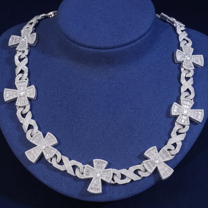 Baguette Iced Cross Infinity Cuban Link Chain
