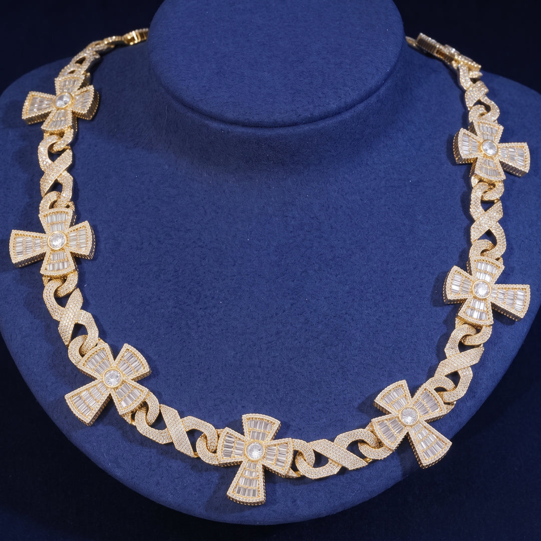 Baguette Iced Cross Infinity Cuban Link Chain
