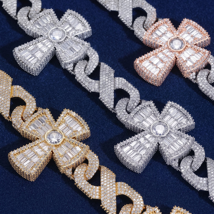 Baguette Iced Cross Infinity Cuban Link Chain