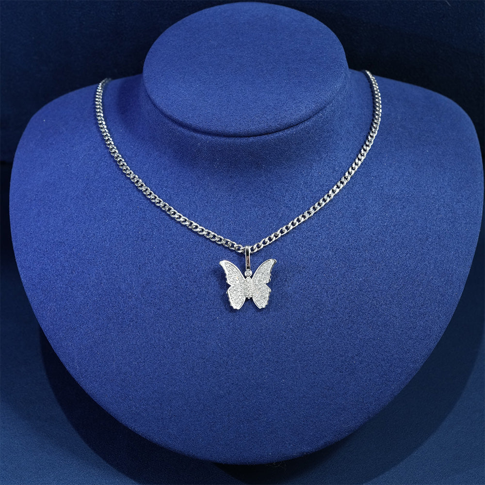Diamond Butterfly Pendant in 14K Solid Gold 0.40ctw
