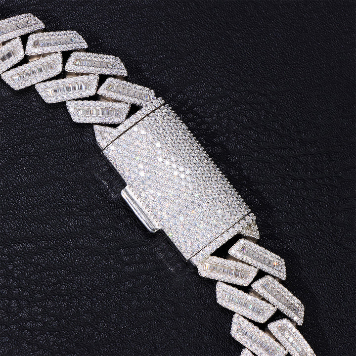 Bracelet à maillons cubains à deux rangs de 14 mm en or blanc