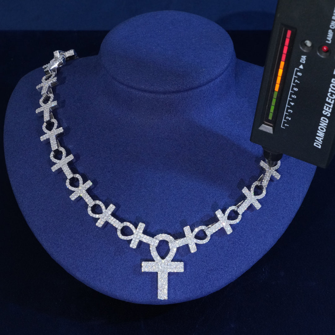 Moisanite S925 13mm Ankh Chain Necklace