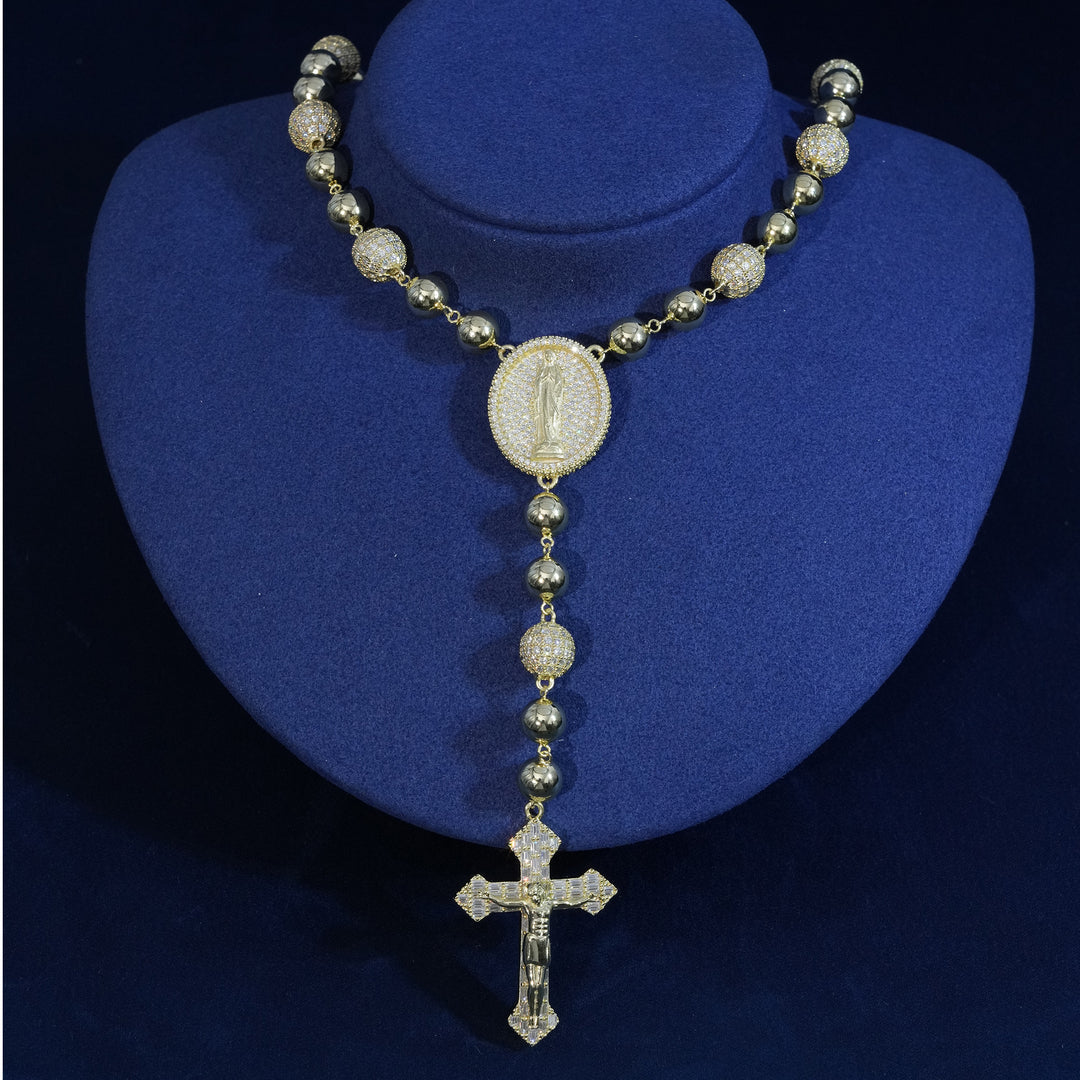 Moissanite Baguette Cross Jesus Chain Necklace