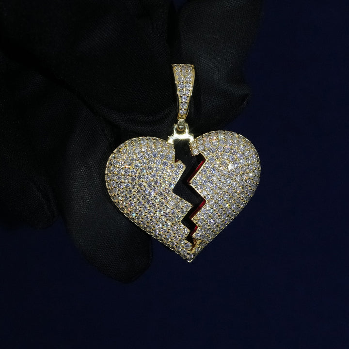Moissanite Broken Heart Pendant Necklace