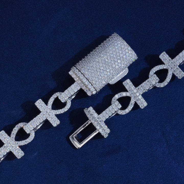 Moisanite S925 13mm Ankh Chain Necklace