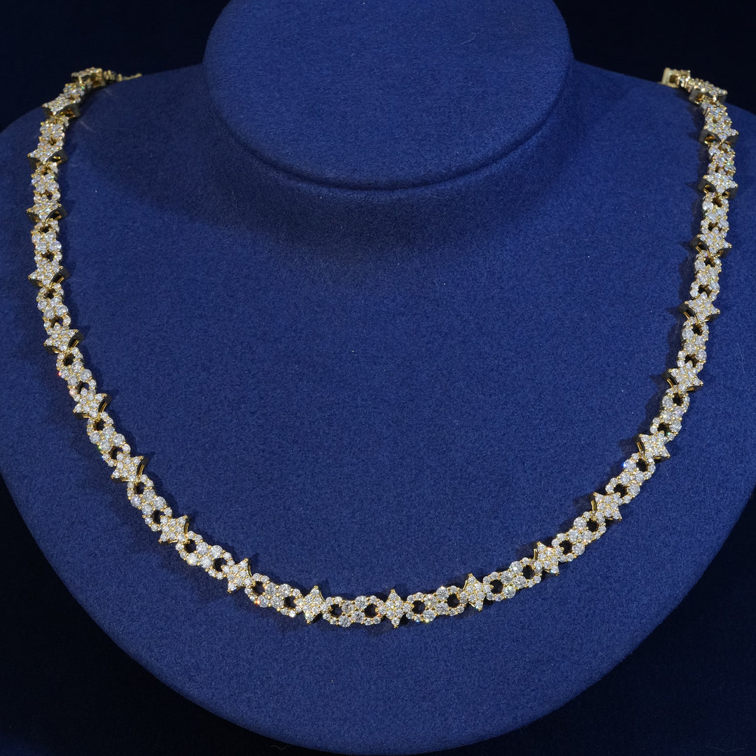 Moissanite Sterling Silver infinity Star Chain Necklace