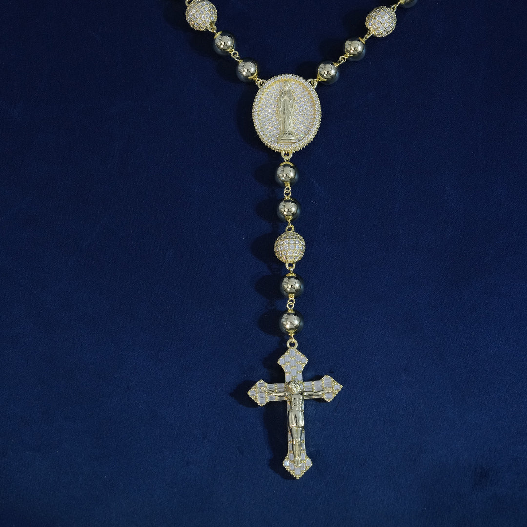 Moissanite Baguette Cross Jesus Chain Necklace
