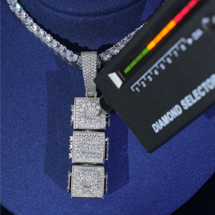 Moissanite 360° Spin 4 Side Custom Letter Name Pendant