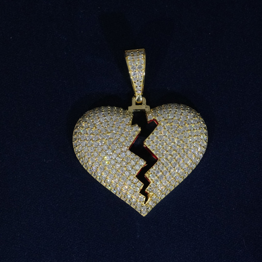 Moissanite Broken Heart Pendant Necklace