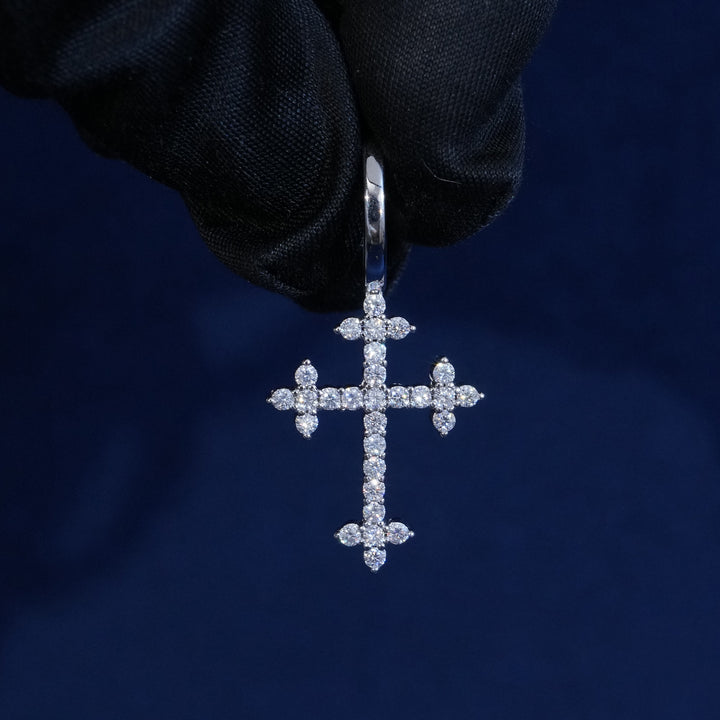 Moissanite Three Point Cross Pendant