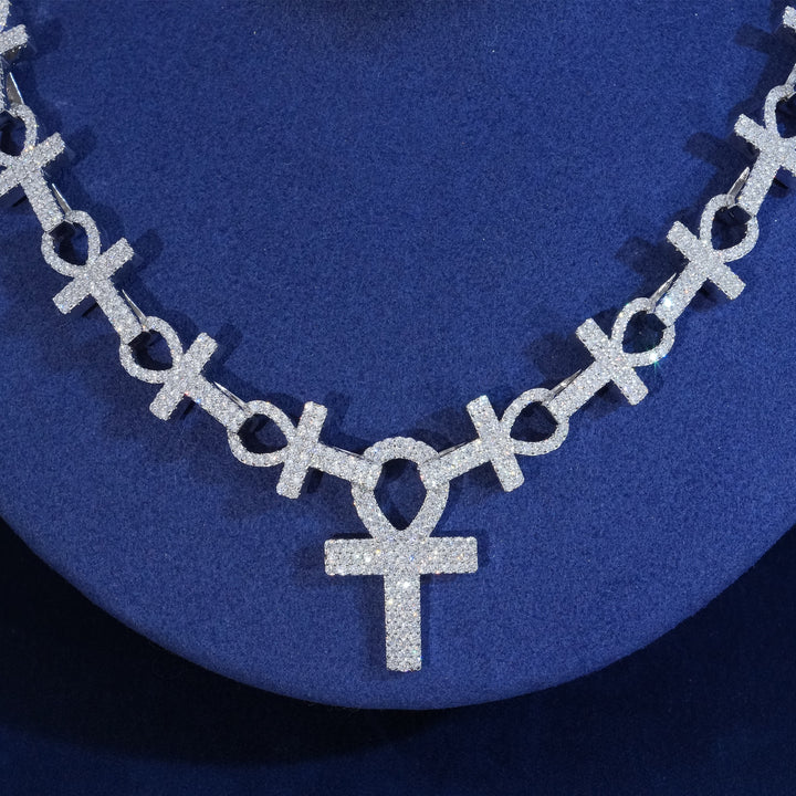 Moisanite S925 13mm Ankh Chain Necklace