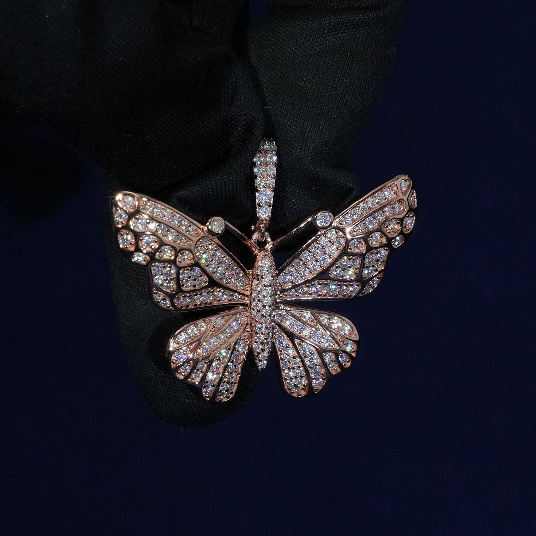 Moissanite Butterfly Pendant Necklace